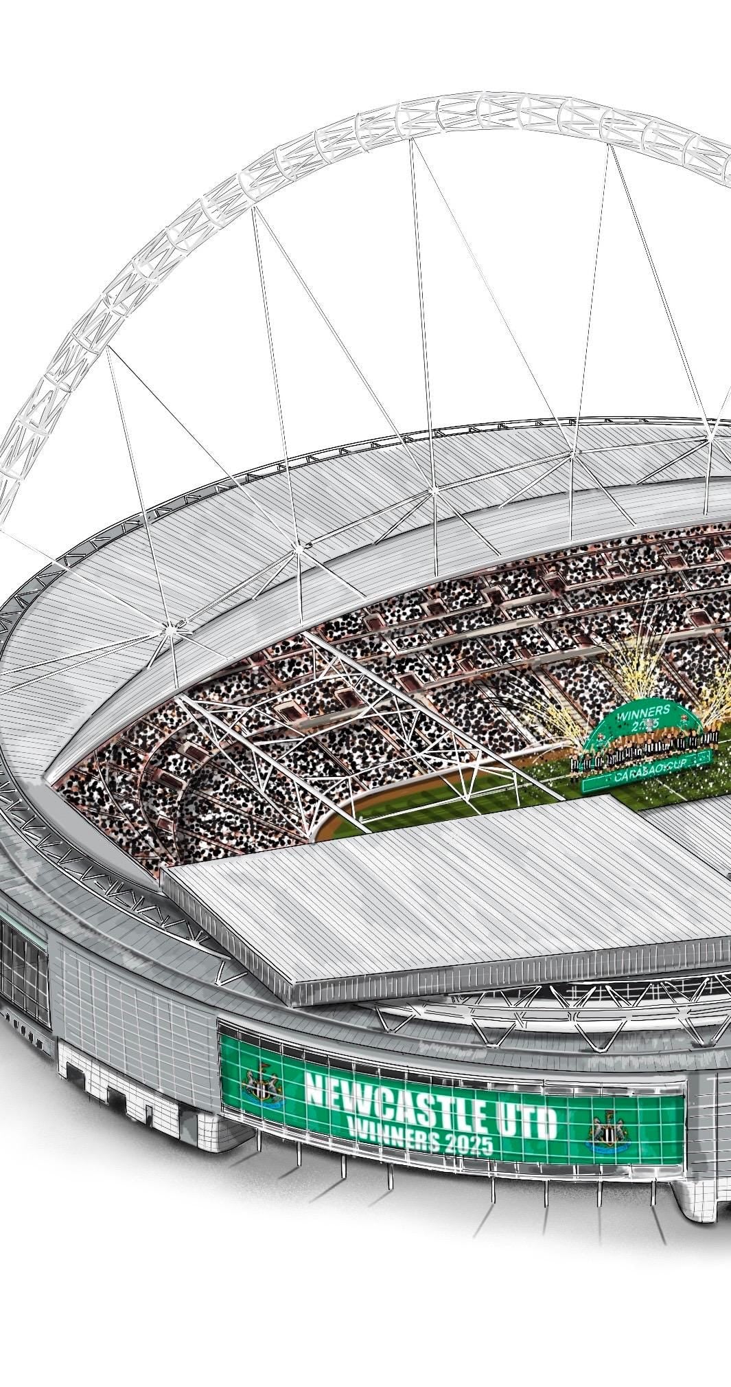 Newcastle United Carabao Cup Winners Art Print - Wembley Stadium Art Print
