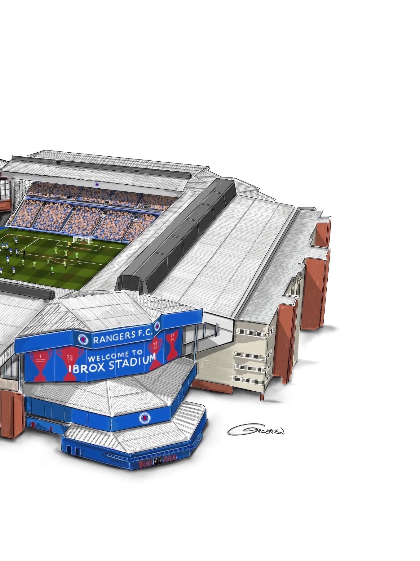 Ibrox Stadium Art Print - Glasgow Rangers Stadium Art Print