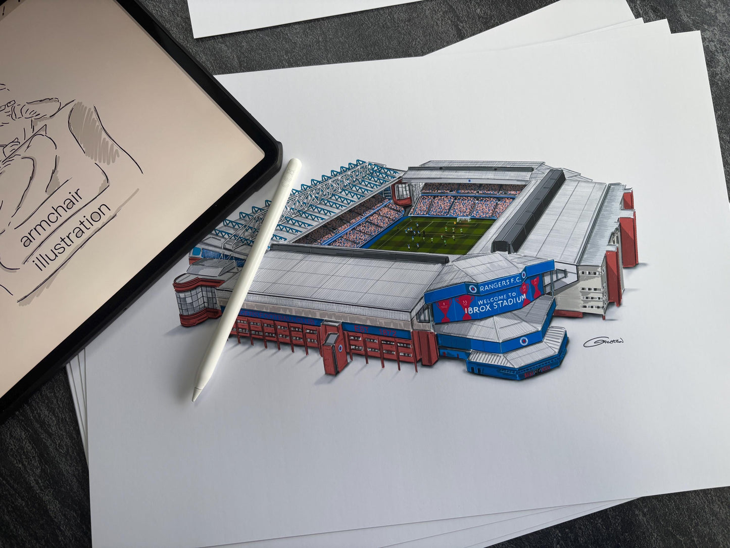 Ibrox Stadium Art Print - Glasgow Rangers Stadium Art Print