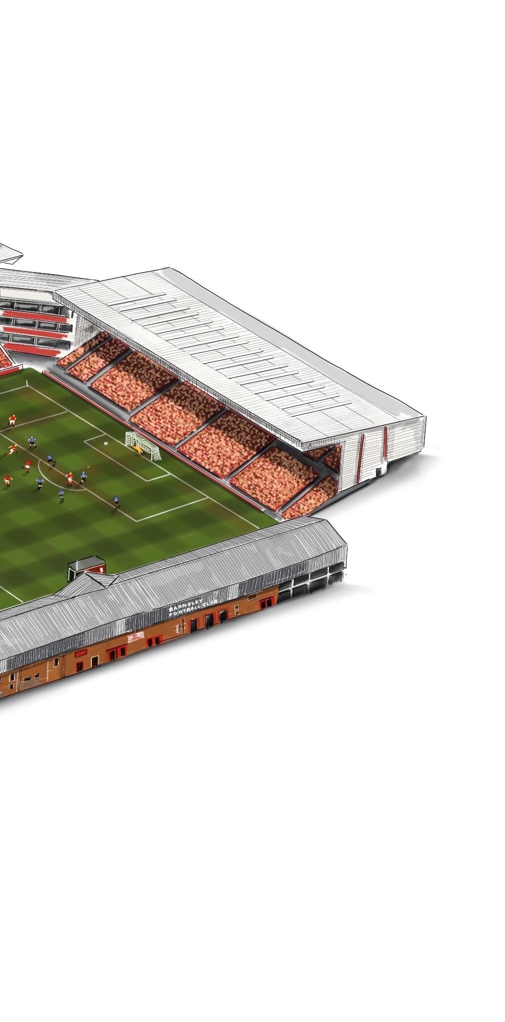 Oakwell Stadium Art Print - Barnsley Football - Football Stadium Art Print