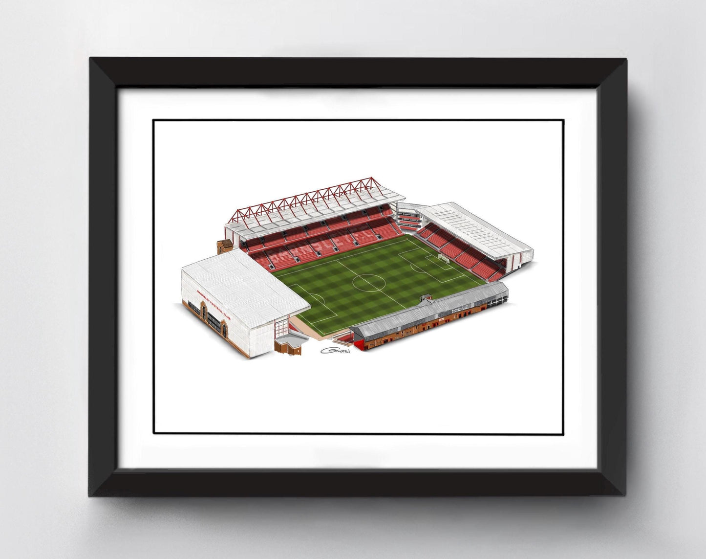 Oakwell Stadium Art Print - Barnsley Football - Football Stadium Art Print