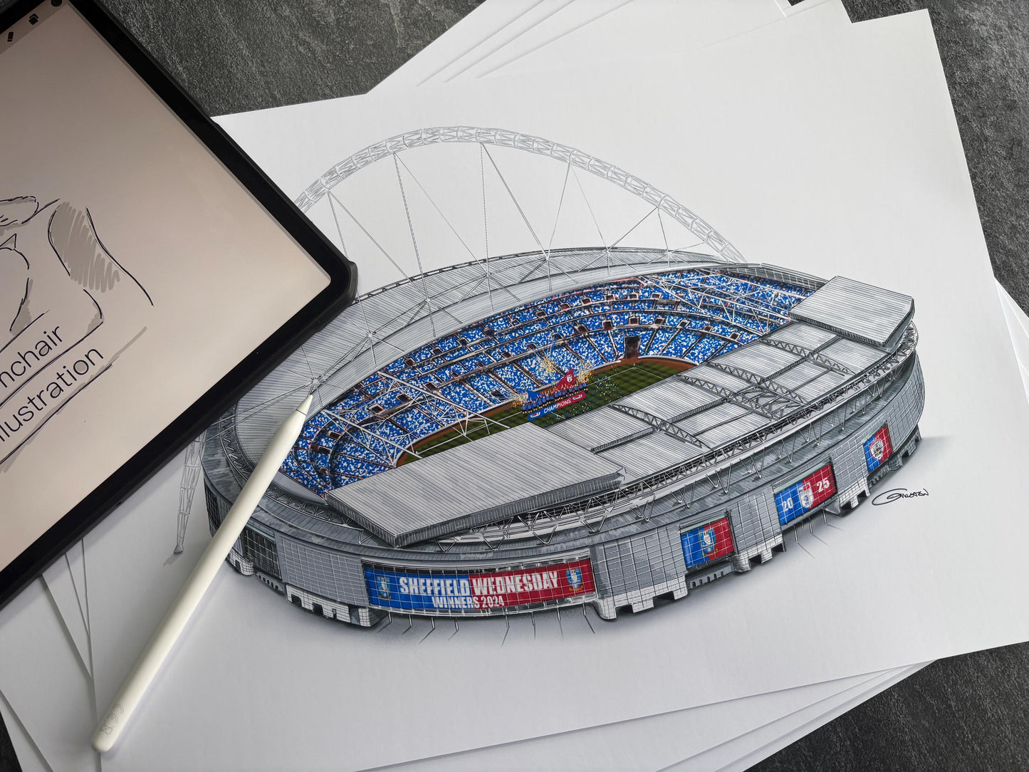 Wembley Stadium Art Print - Customisable art print - Choose any team - Choose any competition