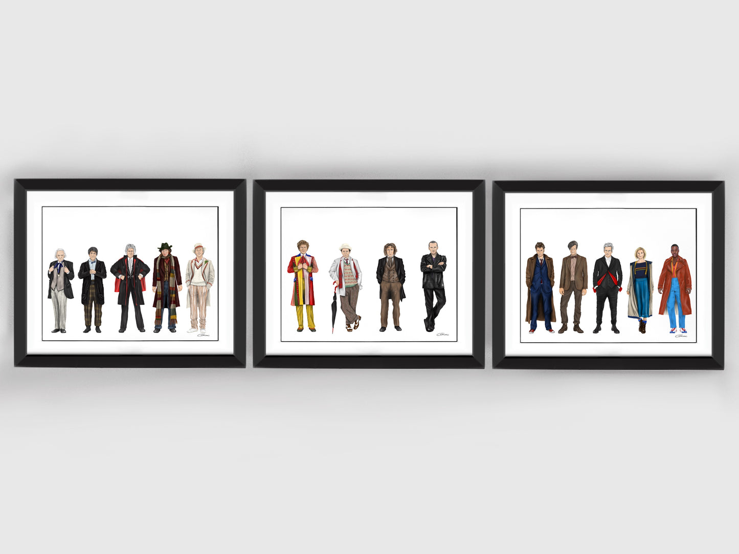 Doctor Who Art Prints - Set of 3 prints - All 14 Doctors