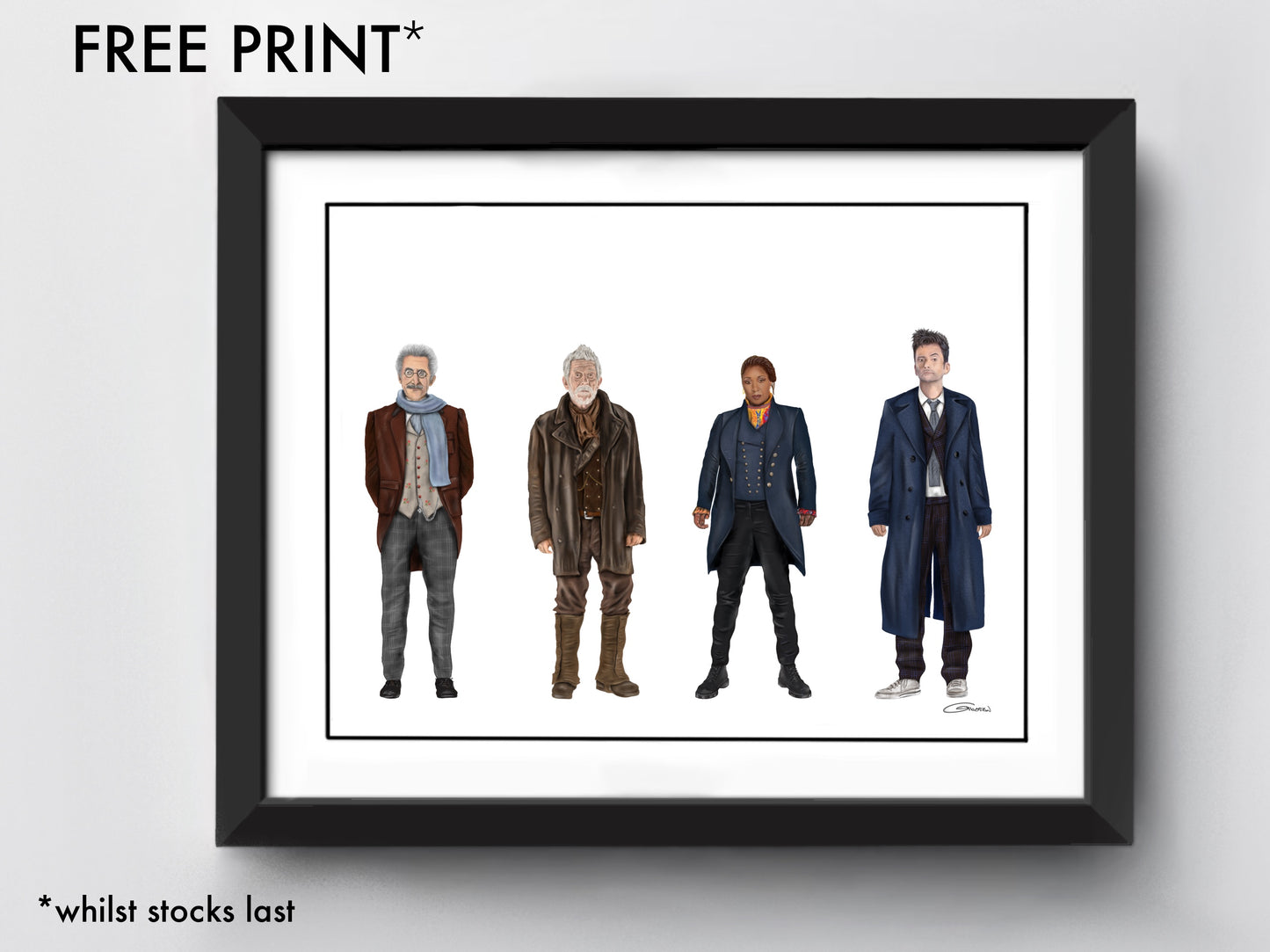 Doctor Who Art Prints - Set of 3 prints - All 14 Doctors