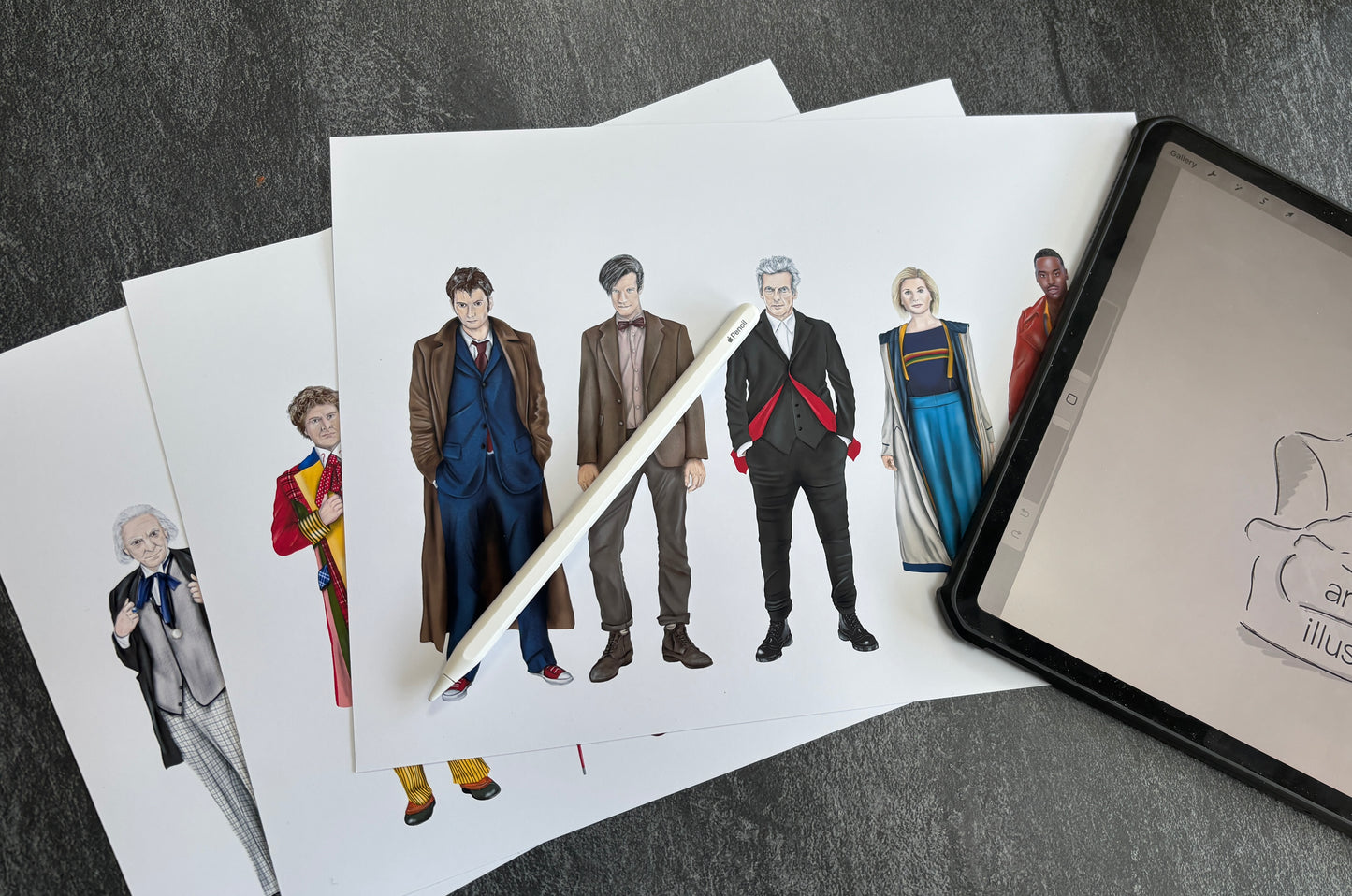 Doctor Who Art Prints - Set of 3 prints - All 14 Doctors