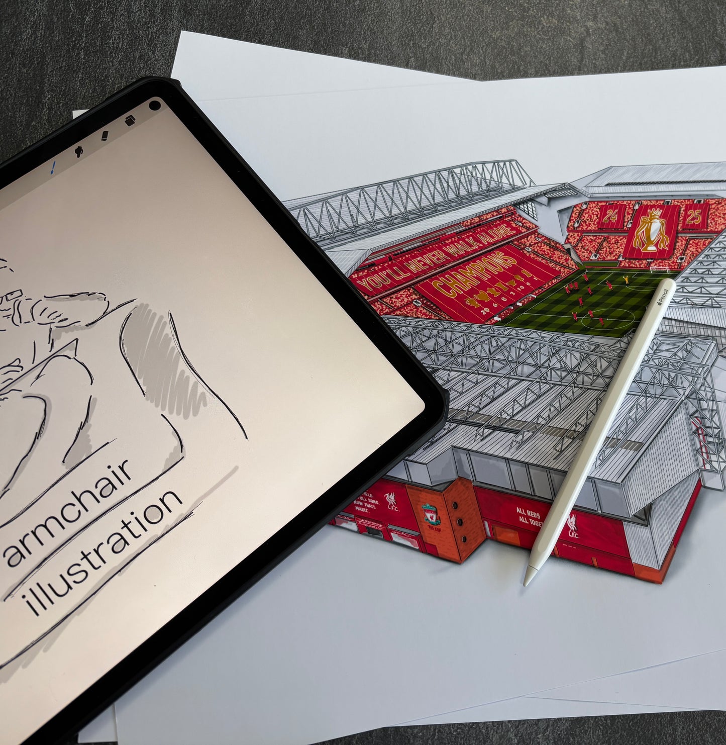 Anfield Stadium Art Print - Liverpool - Champions Edition