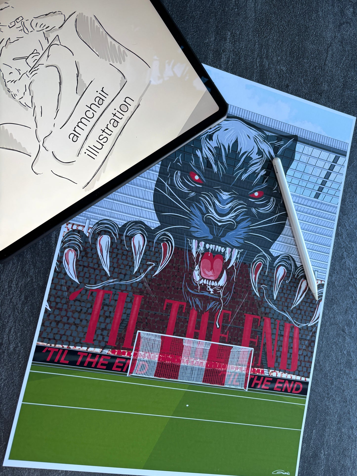 Sunderland - Stadium of Light Tifo ‘TIL THE END’ Art Print - Hand-drawn illustration