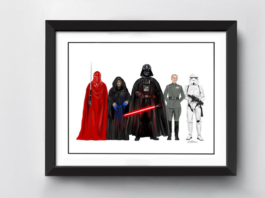 Star Wars Dark Side Art Print  - Darth Vader - Emperor Palpatine - Stormtrooper - Grand Moff Tarkin - Imperial Guard