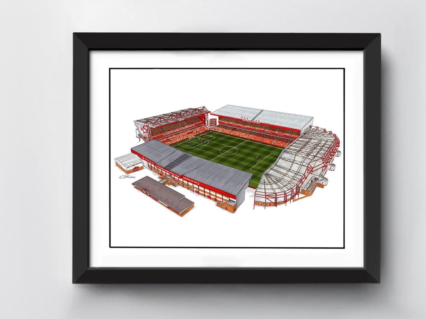 City Ground Stadium Art Print - Nottingham Forest - Hand-drawn illustration