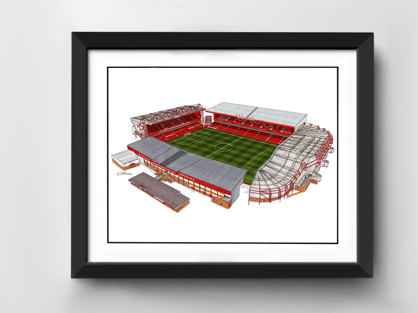 City Ground Stadium Art Print - Nottingham Forest - Hand-drawn illustration
