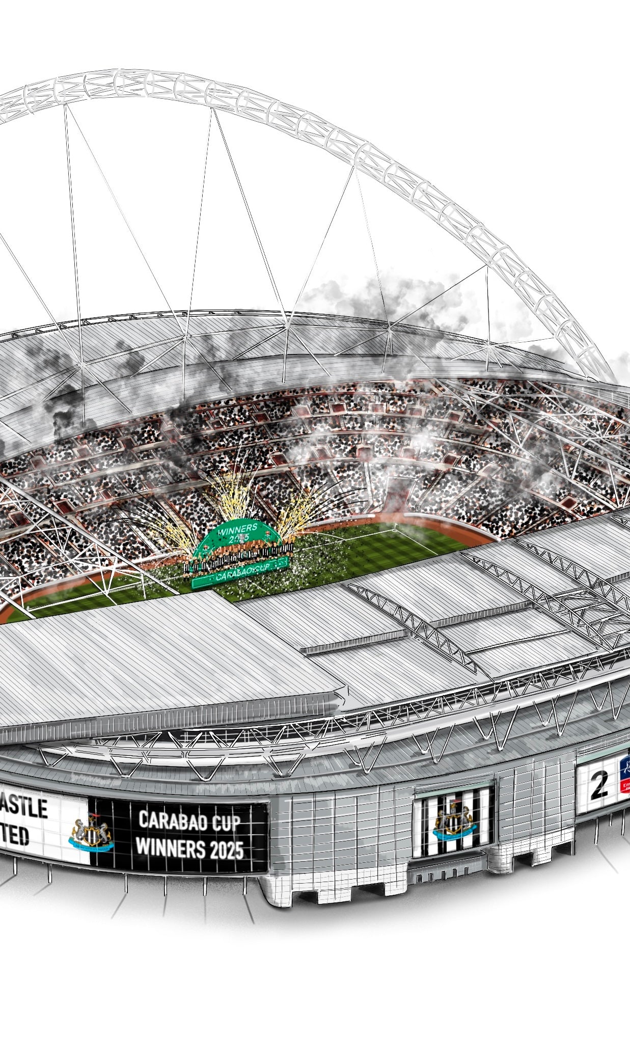 Newcastle United Carabao Cup Winners Art Print - Wembley Stadium Art Print