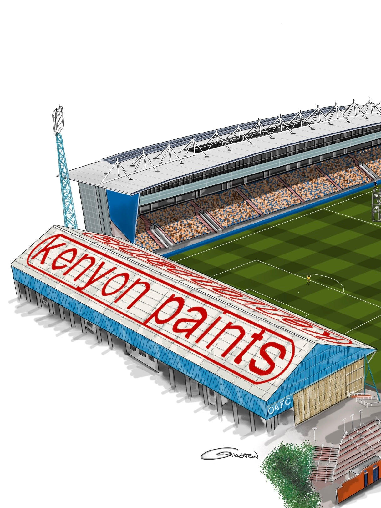 Boundary Park Stadium Art Print - Oldham Athletic - Hand-drawn illustration