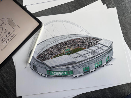 Newcastle United Carabao Cup Winners Art Print - Wembley Stadium Art Print